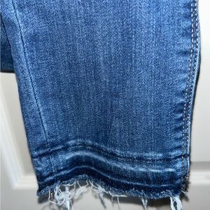 EXPRESS stretch skinny jean with distressed ankle design